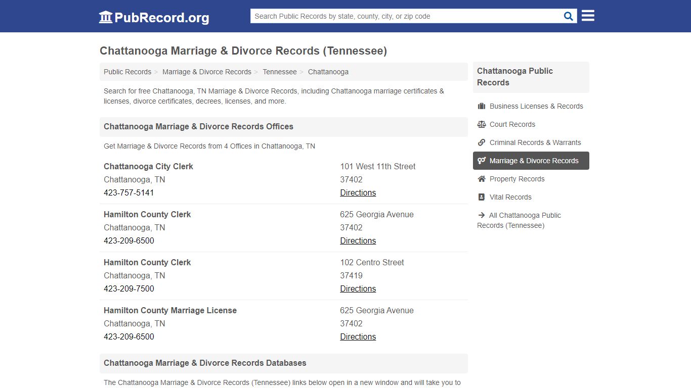 Chattanooga Marriage & Divorce Records (Tennessee)