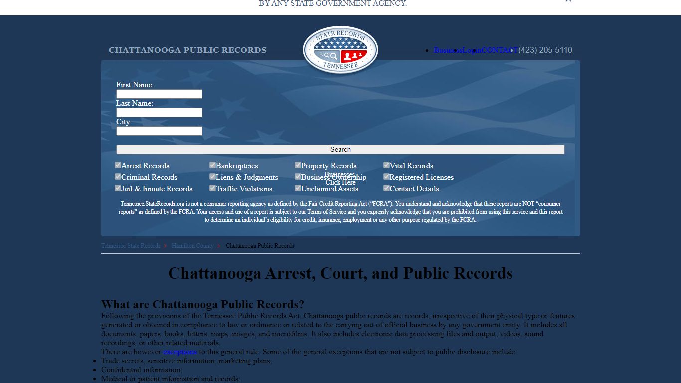 Chattanooga Arrest and Public Records | Tennessee.StateRecords.org